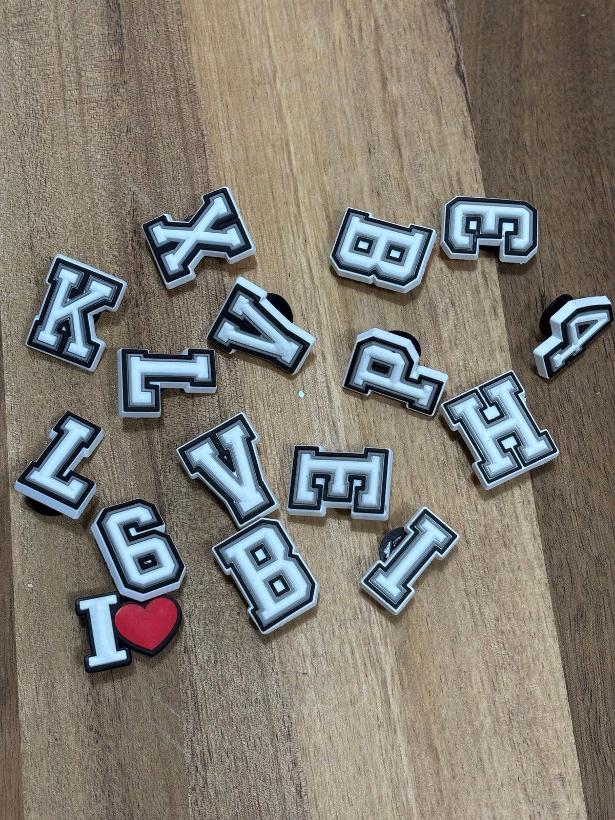 Other Varsity Letter Style Shoe Charms Set Black and White Size ONE SIZE - 1 Thumbnail