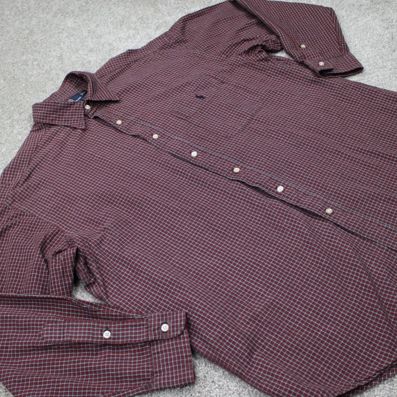 Polo Ralph Lauren Polo Ralph Lauren Bradfield Shirt Adult Large Red/Gray/White Cotton L/S Button Shirt Mens Large Red Size US L / EU 52-54 / 3 - 6 Thumbnail