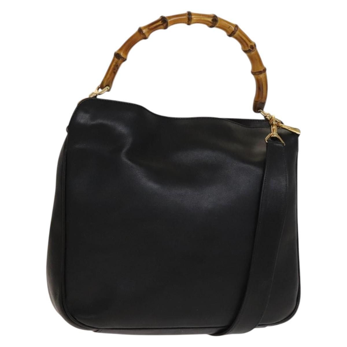 Gucci GUCCI Bamboo Handbag Leather Black Gold 001 001 Size ONE SIZE - 1 Thumbnail