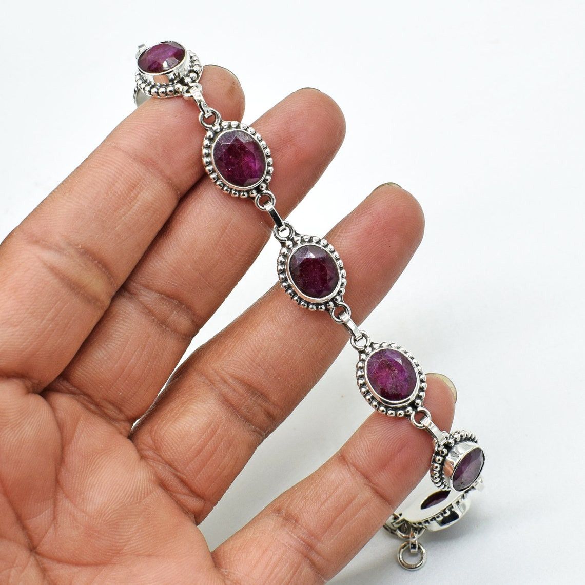 Handmade Natural Ruby Gemstone Bracelet, Excellent Ruby Bracelet Size ONE SIZE - 4 Thumbnail