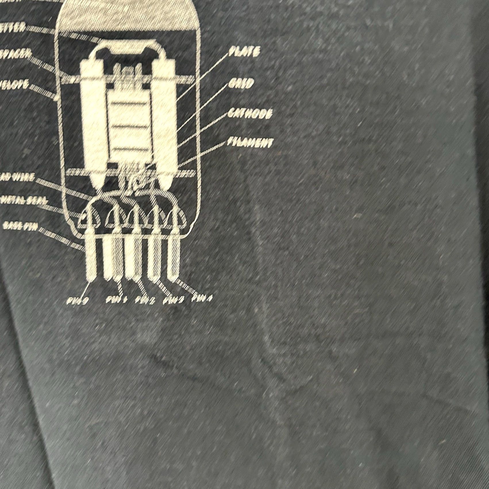 Fruit Of The Loom Vintage 12AX7 Tube Socket Diagram Shirt Mens M Black Rock Graphic Print Size US M / EU 48-50 / 2 - 6 Thumbnail