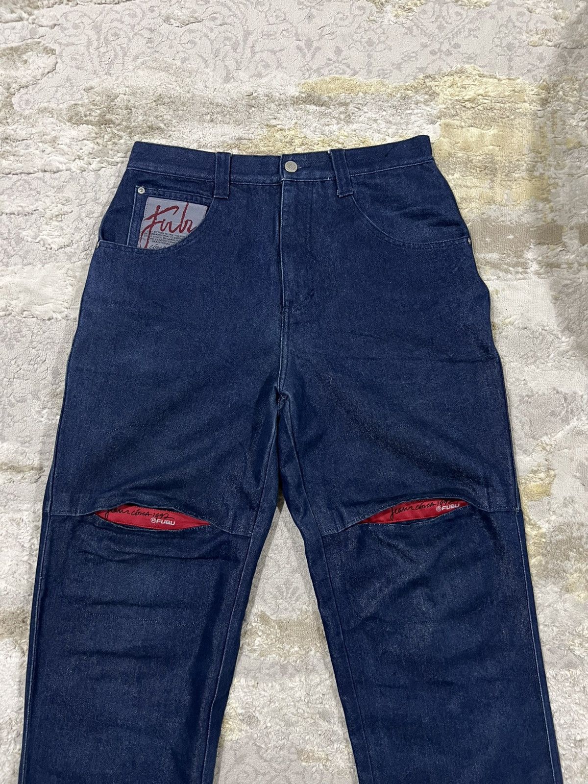 Fubu × JNCO × Vintage Y2K Fubu Fat Albert Embroidery Pockets Baggy 🎈Denim Jeans Size US 31 - 6 Thumbnail