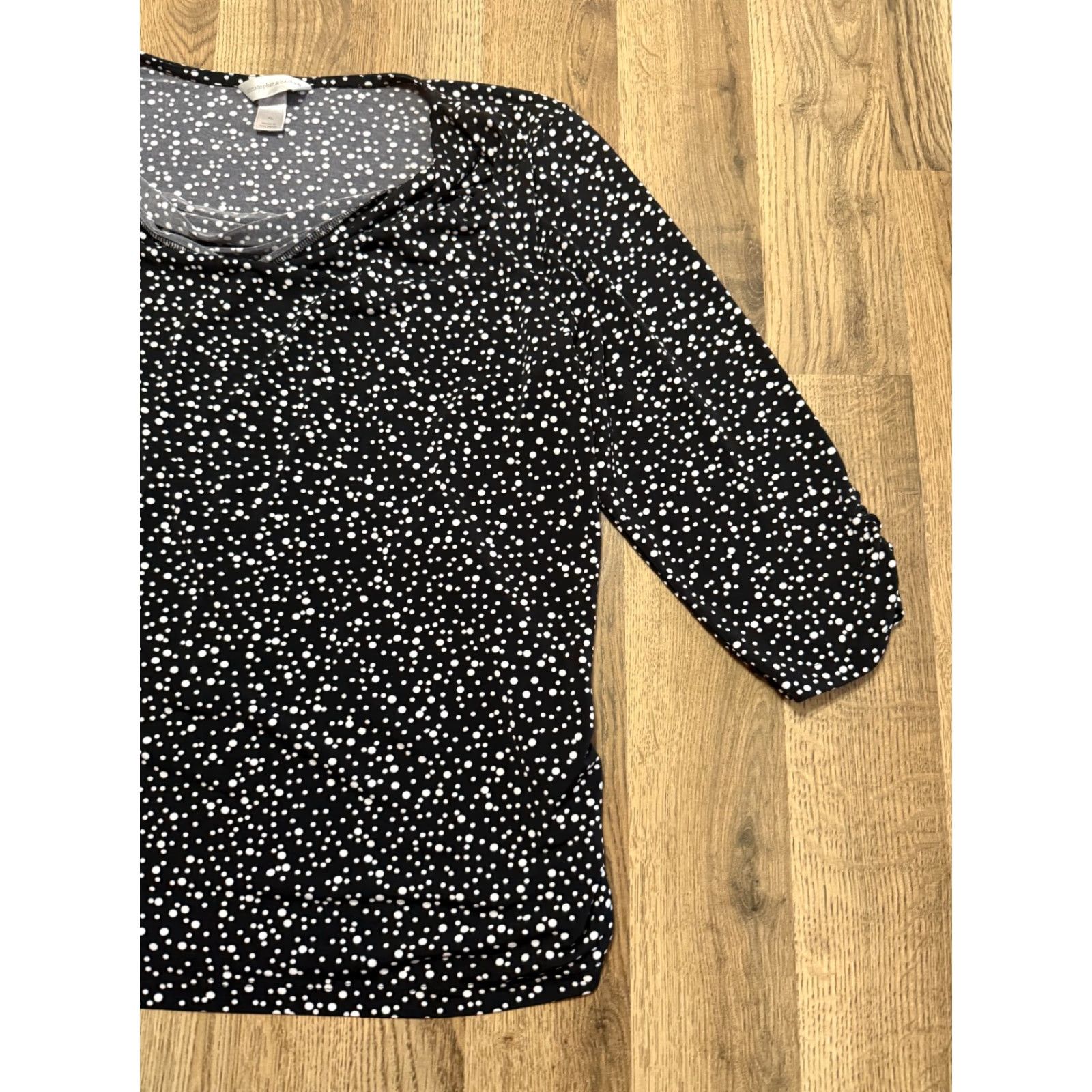 Vintage Christopher & Banks Blouse Women's XL Black White Polka Dots Long Sleeve Shirt Womens XL Black Polka Dot Blouse Used Size XL / US 12-14 / IT 48-50 - 4 Thumbnail