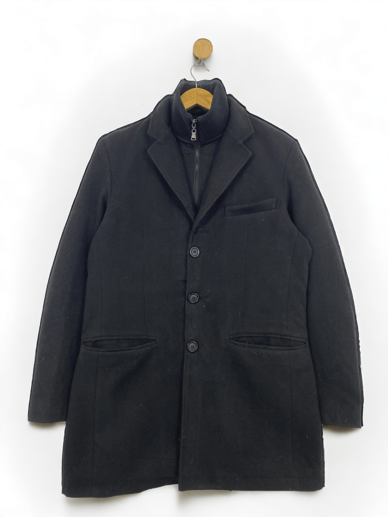 Vintage Enos Italy Heavy Coat Zipper Up Long Jacket JA0063