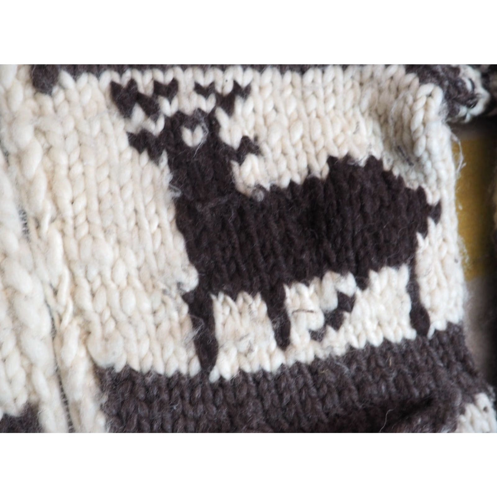 Vintage VTG 80s Ivory Cream Brown Heavy Wool Knit Deer Lodge Zip Cowichan Sweater Mens S Size US S / EU 44-46 / 1 - 7 Thumbnail