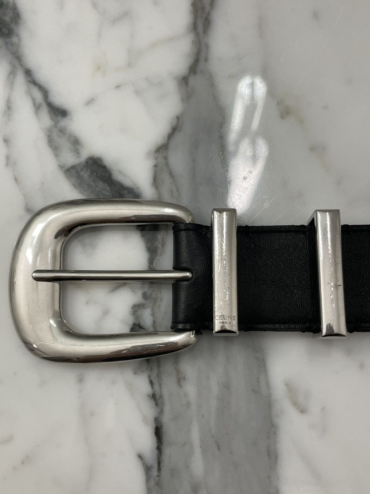 Celine Celine Large Black Leather Western Belt 35mm (29-32) 85 RARE Size 32 - 2 Thumbnail