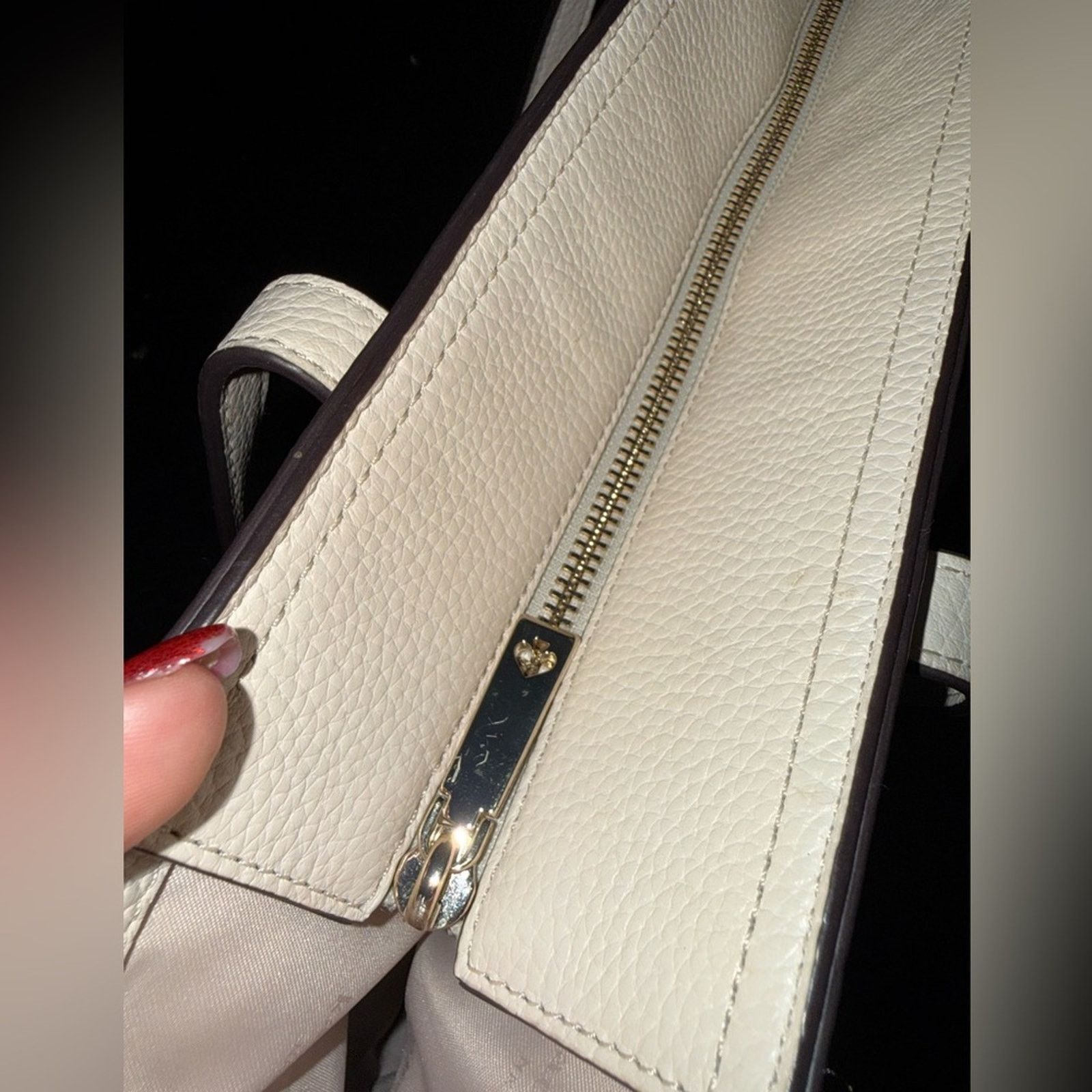 Kate Spade Kate Spade Hayes Ivory Pebbled Leather Double Handles Tote Size ONE SIZE - 12 Thumbnail