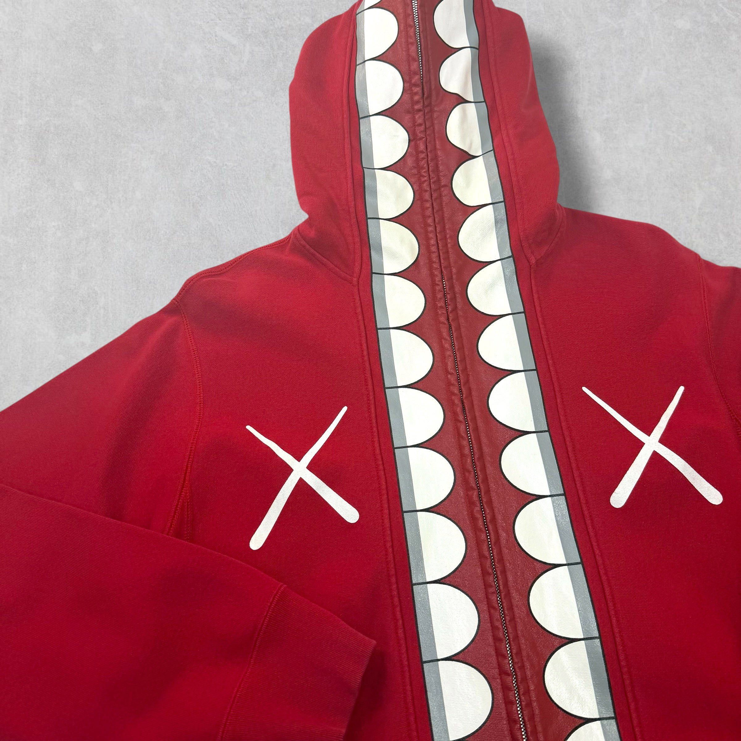 Bape Bape x Kaws Chomper Full-Zip Hoodie Red M Size US M / EU 48-50 / 2 - 4 Thumbnail
