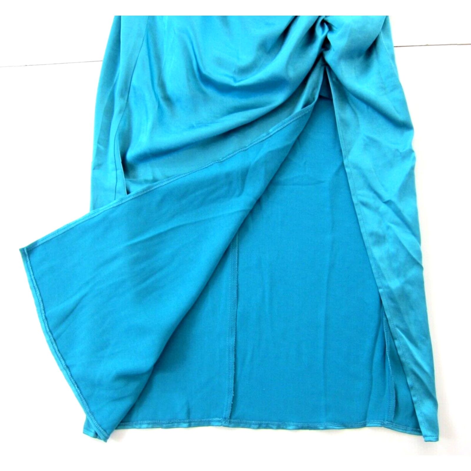 Hereu Here Comes The Sun Teal Spaghetti Strap Ruched Bustier Midi Cocktail Dress Small Size S / US 4 / IT 40 - 7 Thumbnail
