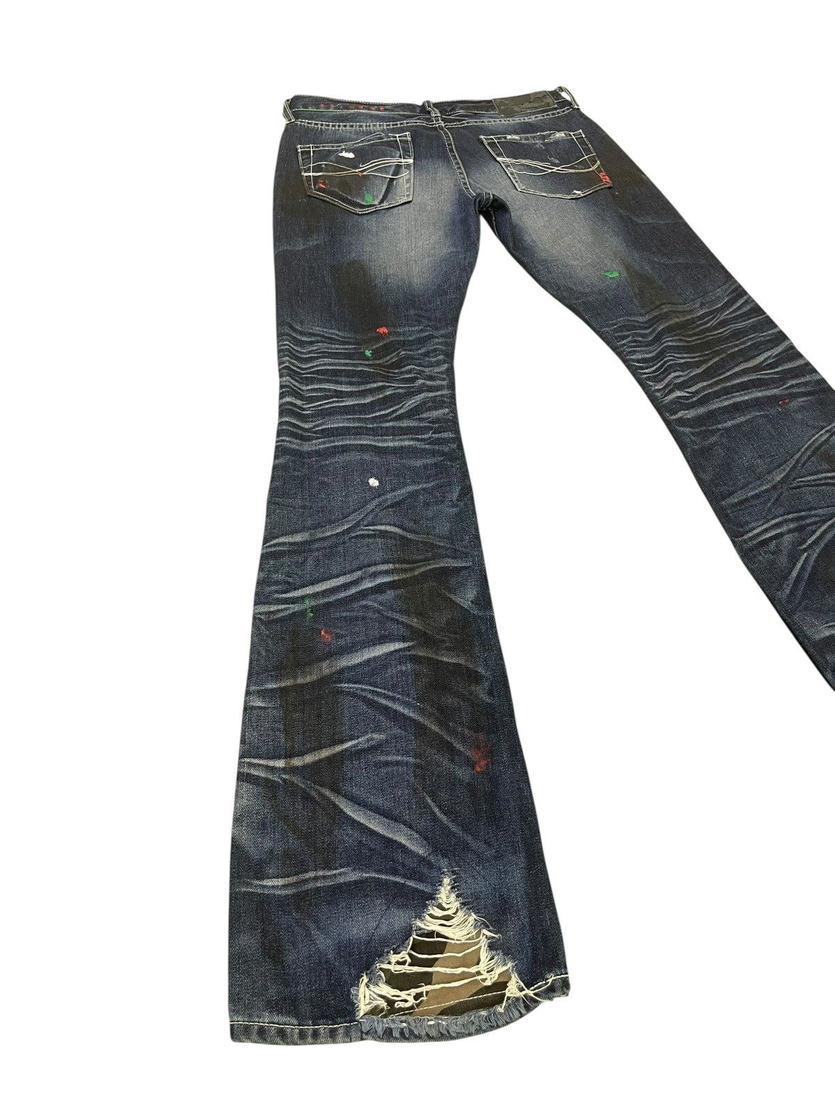 Japanese Brand Flare Jeans CavariA Honeycomb Distress Low Rise ERD 2🟦6 Size US 30 / EU 46 - 12 Thumbnail