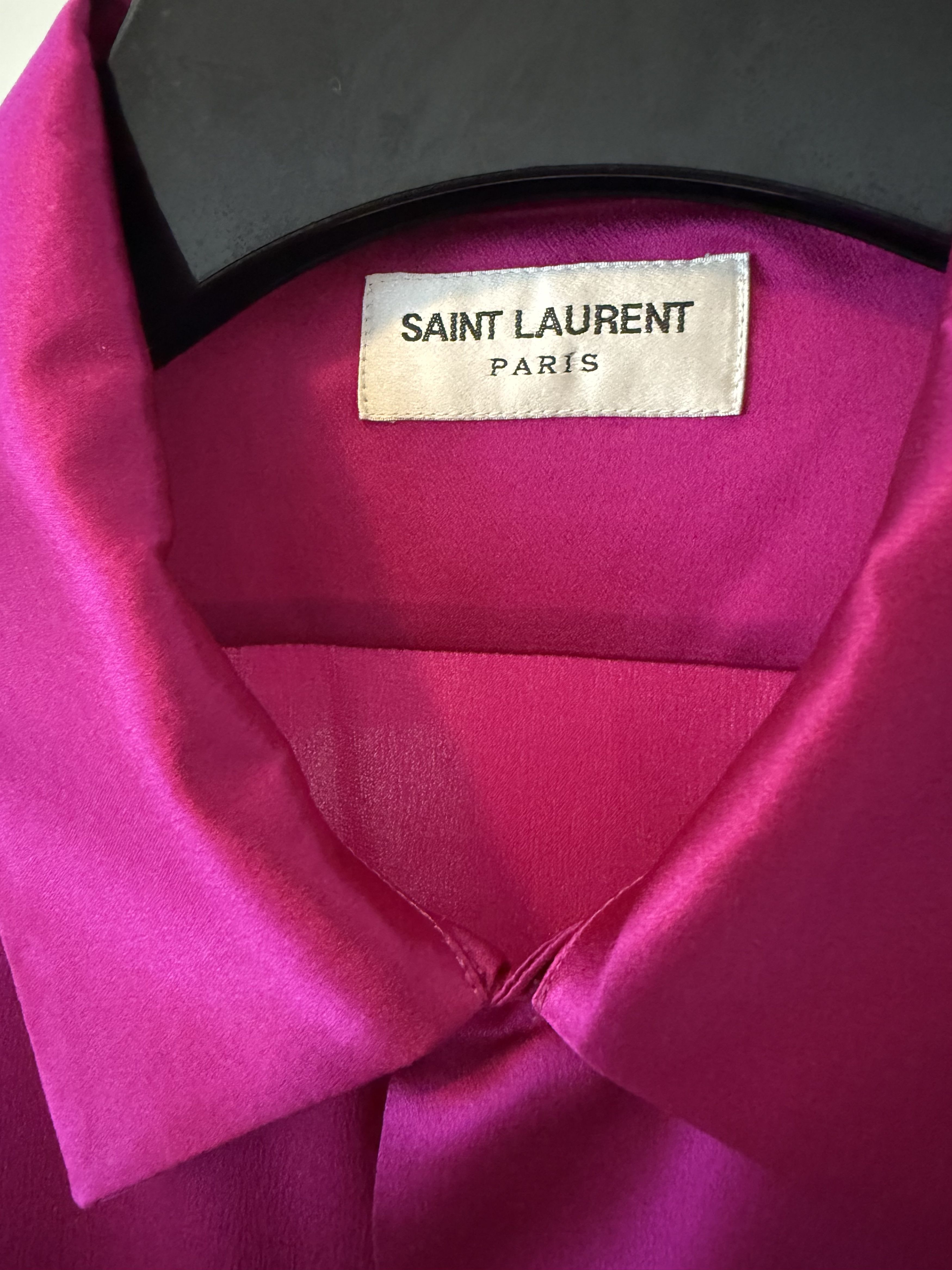 Saint Laurent Paris Saint Laurent Satin Pink Silk Shirt Size US M / EU 48-50 / 2 - 11 Thumbnail