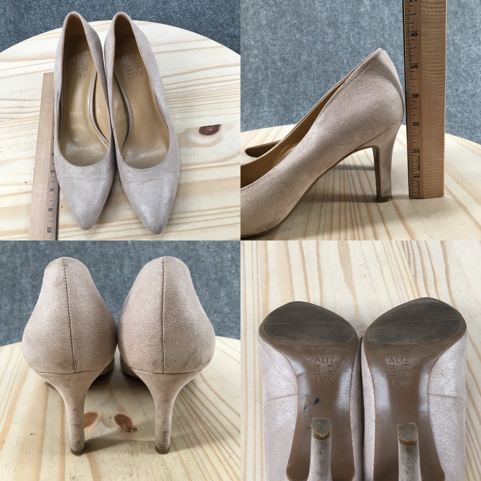 Naturalizer Naturalizer Heels Womens 8 M Elicia Pointed Pumps Casual Beige Fabric Slip On Size US 6 / IT 36 - 8 Thumbnail