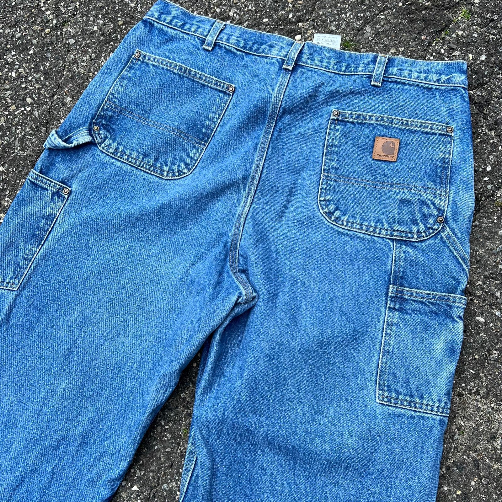 Carhartt × Vintage Vintage carhartt denim blue jeans double knee work pants Size US 37 - 5 Thumbnail