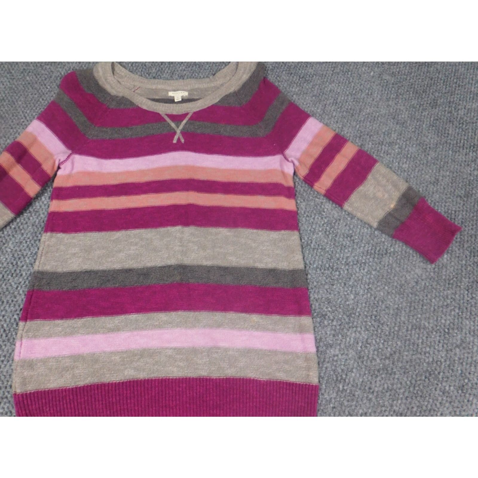 Vintage Sonoma Womens Sweater S Purple Striped Crew Neck Pullover Embroidered Knit Cotton Long Sleeve Classic Regular Size Small Vintage No Size S / US 4 / IT 40 - 4 Thumbnail