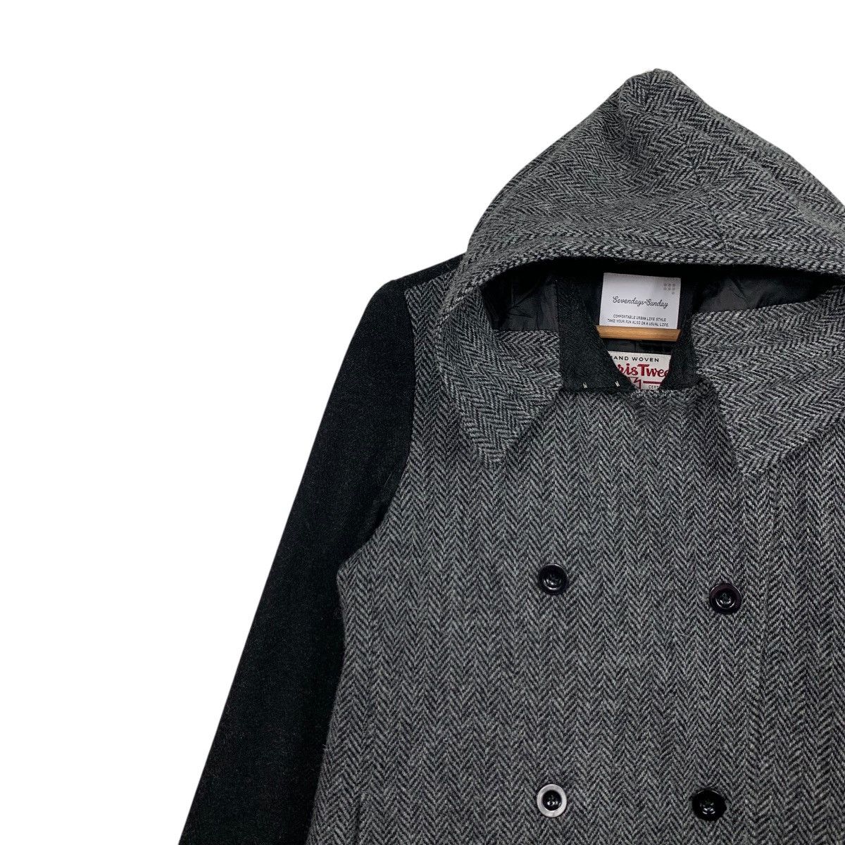 Harris Tweed SEVENDAYS SUNDAY X HARRIS TWEED Herringbone Coat #2596-C117 Size L / US 10 / IT 46 - 6 Thumbnail