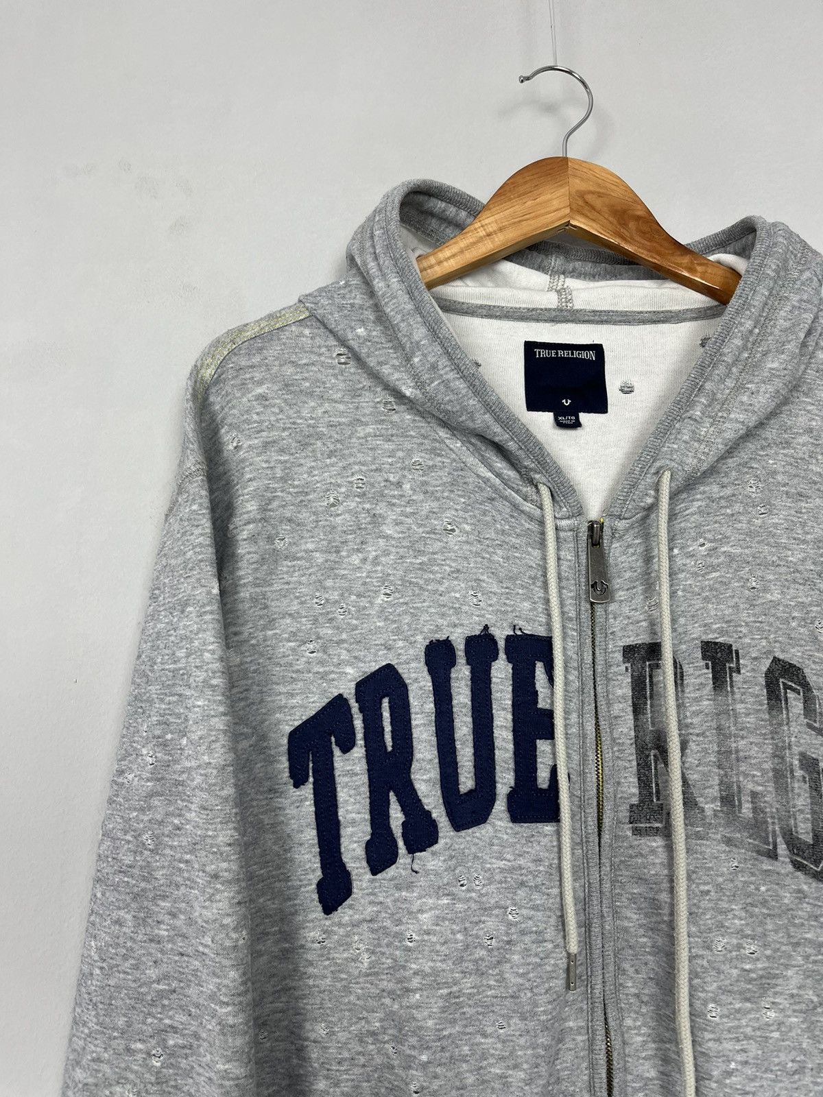 True Religion True Religion Distressed Y2K Holes Full Zip Hoodie Size US XL / EU 56 / 4 - 2 Thumbnail