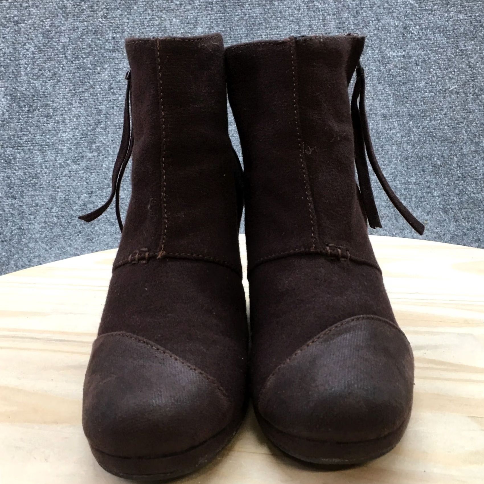 Toms TOMS Boots Womens 8.5 Ankle Booties Wedge Casual Comfort Brown Suede Zipper Boot Size US 9 / IT 39 - 7 Thumbnail