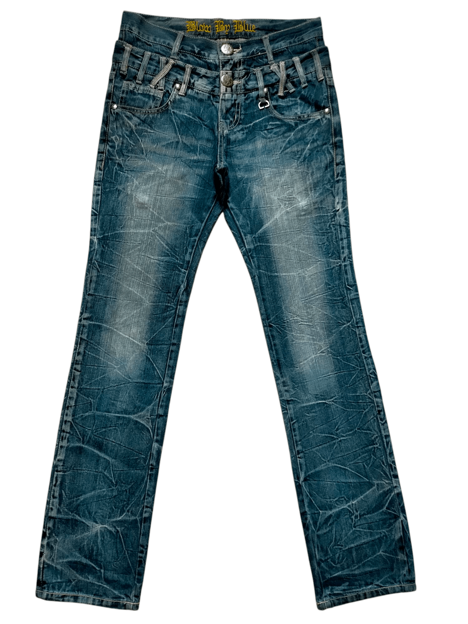If Six Was Nine × Japanese Brand Blow By Blue Double Waist Wash Punk Skulls Jeans Pants Size US 30 / EU 46 - 1 Thumbnail