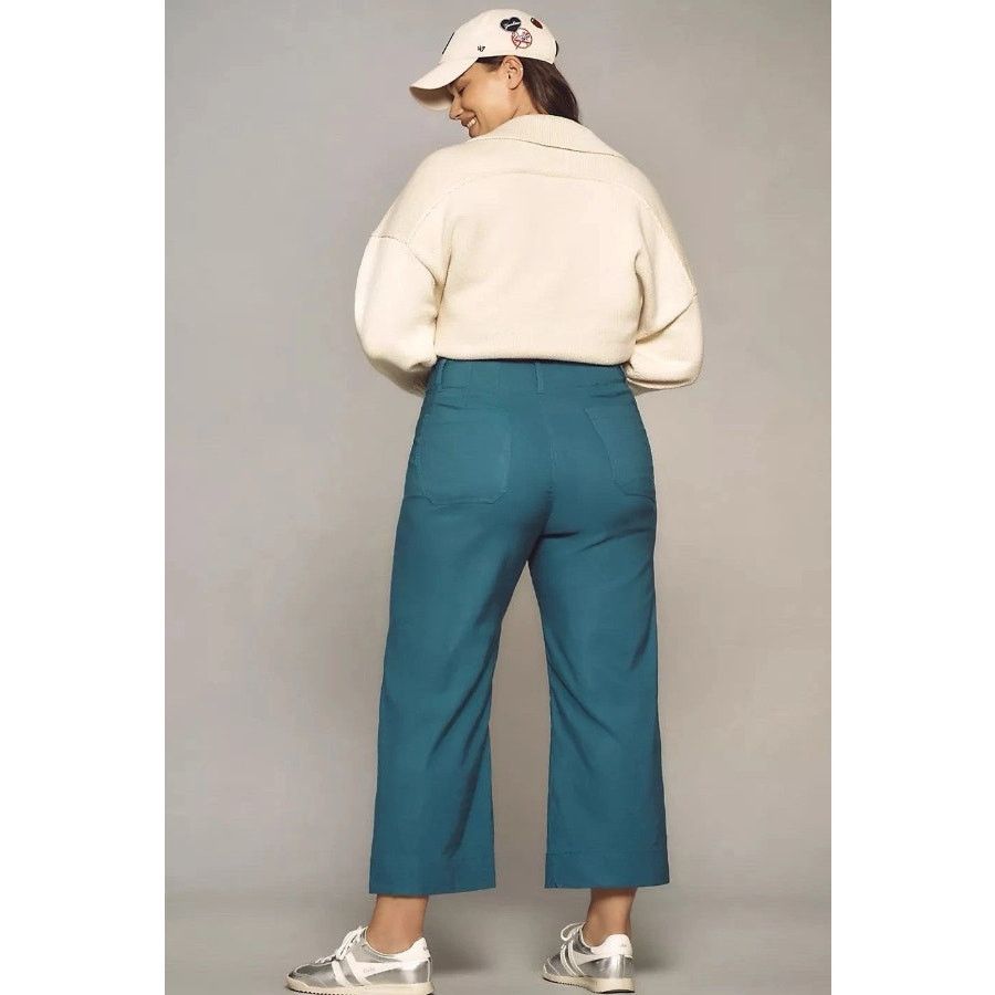 Anthropologie NWT Maeve Colette Magic Fabric Wide Leg Crop Pants 32 Size 32" / US 10 / IT 46 - 2 Thumbnail