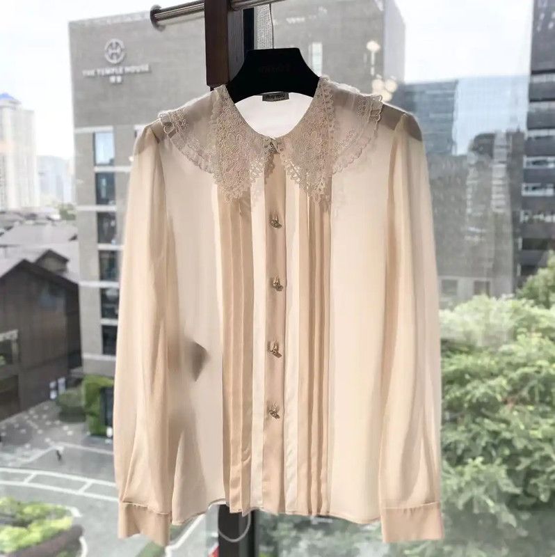 Miu Miu Miu Miu Pleated Silk Blouse in Pink 0089 Size ONE SIZE - 1 Thumbnail