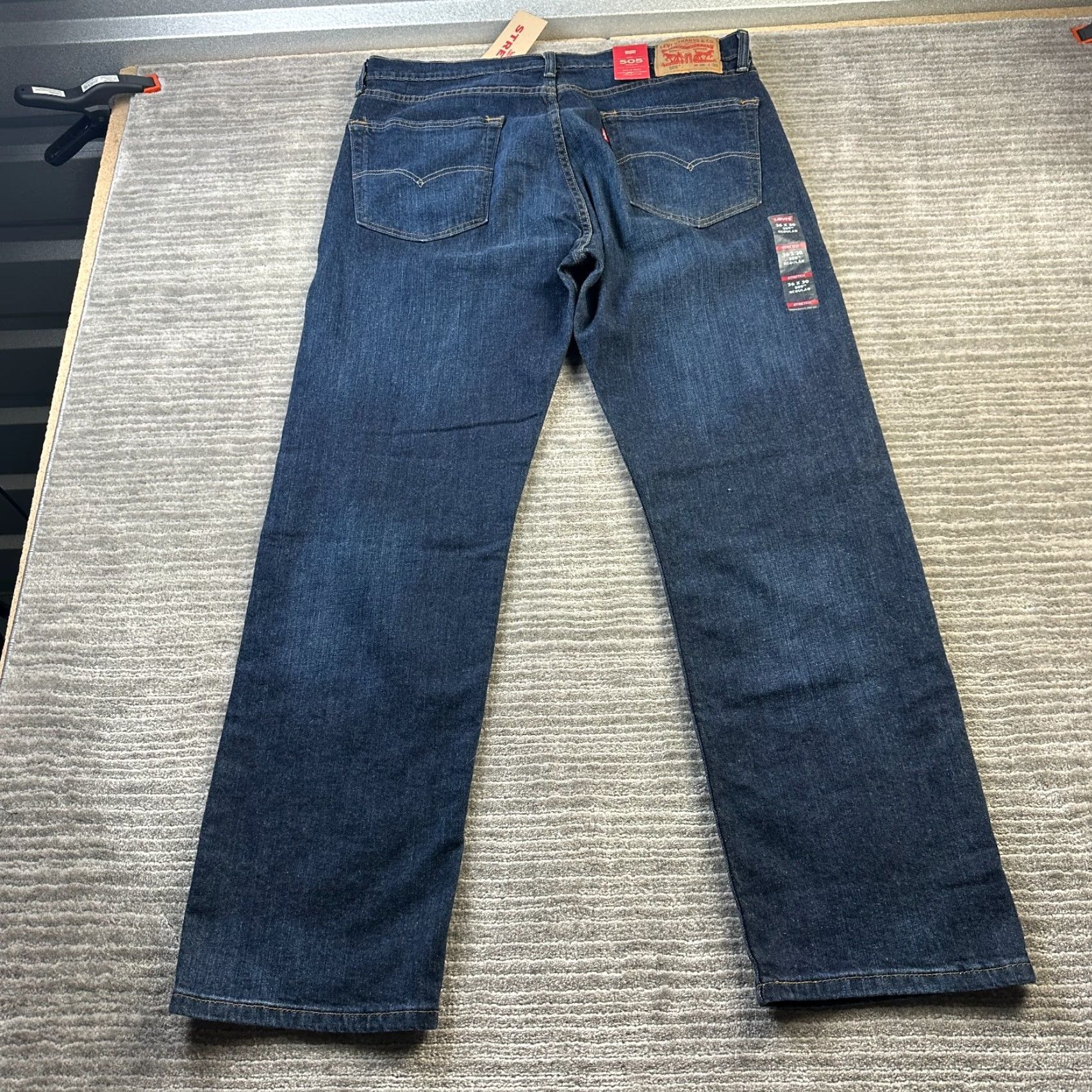 Levi's Levi's 505 Jeans Mens 36x30 Blue Denim Straight Stretch Casual Pants Regular Fit Size US 36 / EU 52 - 2 Thumbnail