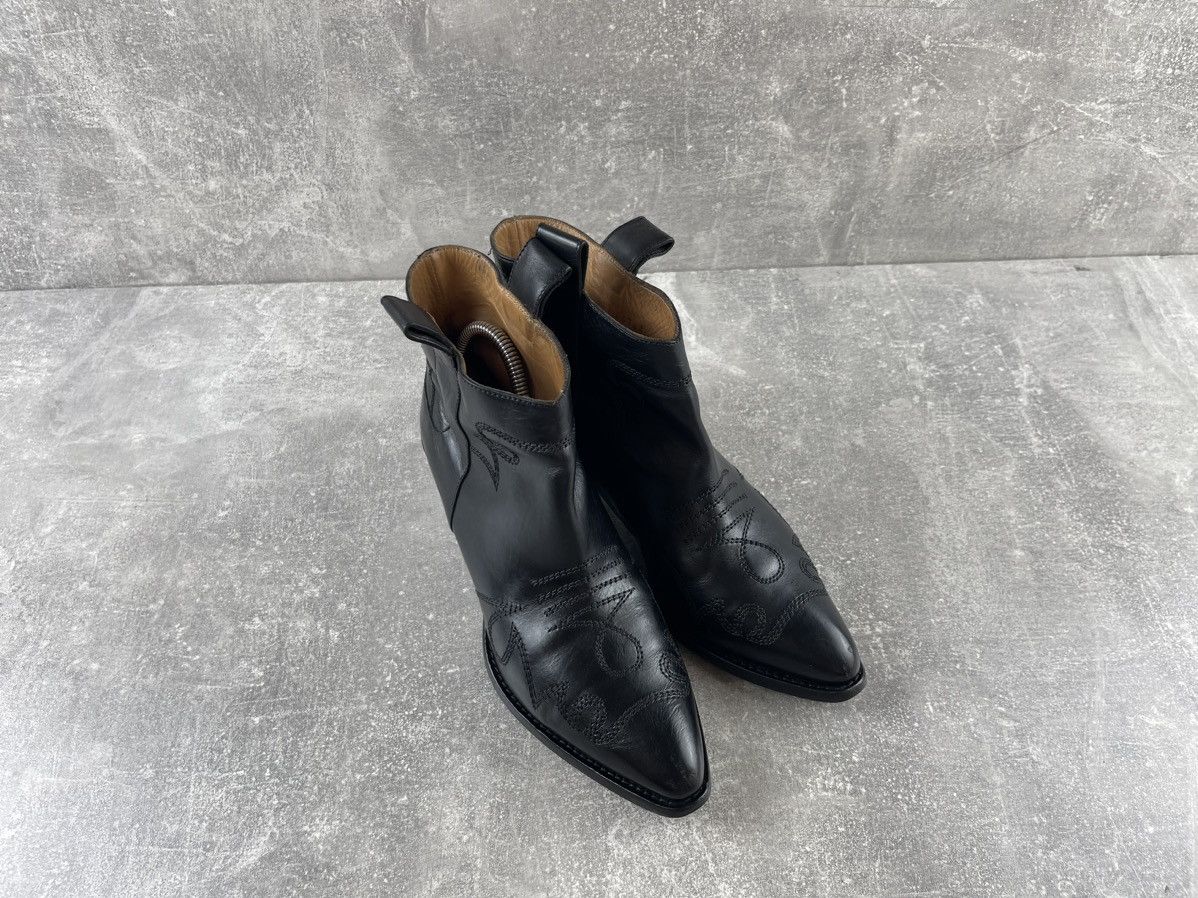 Buttero Buttero Italian Western Black Leather Cuban Heel Ankle Boots Size US 6.5 / IT 36.5 - 3 Thumbnail