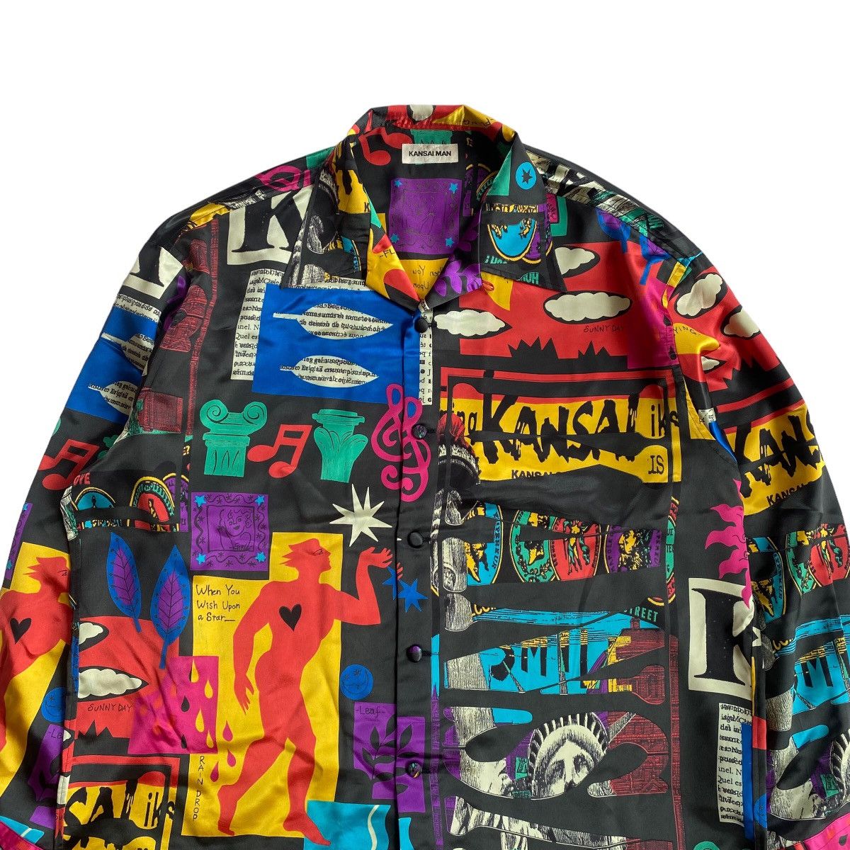Kansai Yamamoto Rare Vintage 90s Kansai Man Allover Print Silk Shirt Size US L / EU 52-54 / 3 - 5 Thumbnail