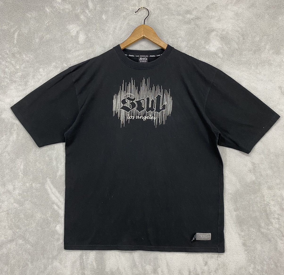 Vintage 💥Y2K SOUL LOS ANGELES BIG LOGO BLACK T-SHIRT Size US XL / EU 56 / 4 - 1 Thumbnail
