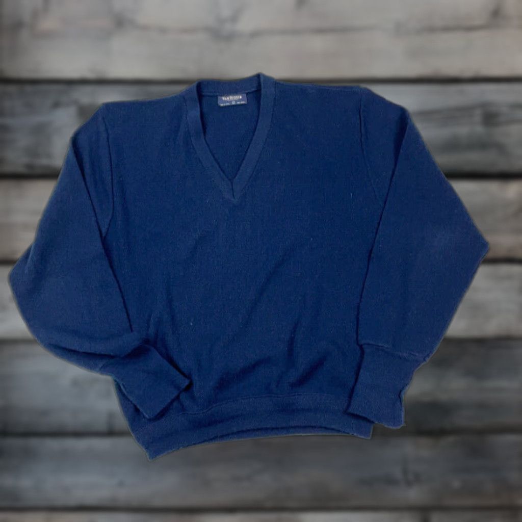 Van Heusen VTG 80s Van Heusen Blue V-Neck Sweater Adult Large USA Made Grandpa Style Size US L / EU 52-54 / 3 - 1 Thumbnail