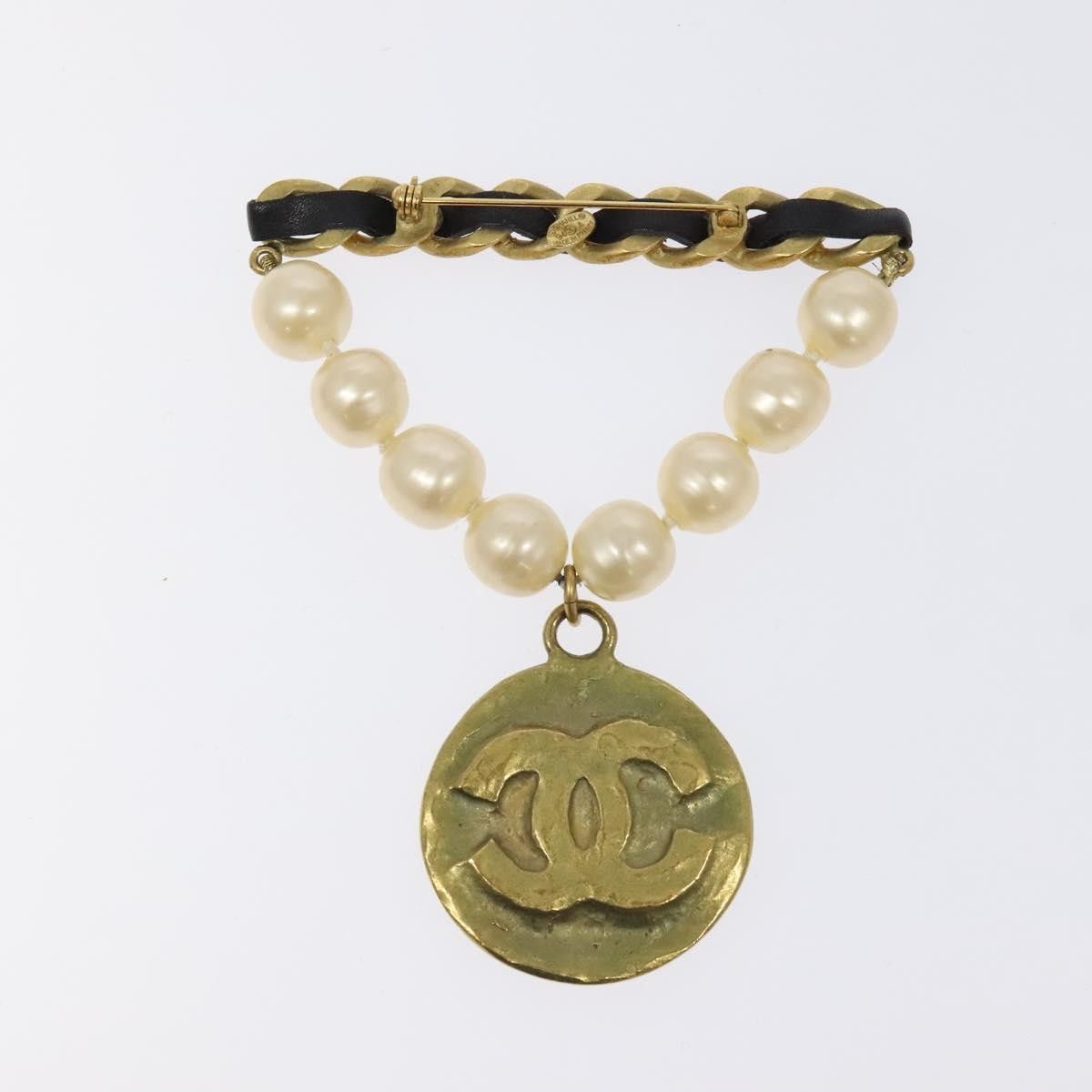 Chanel Vintage Round CC Brooch Textured Metal