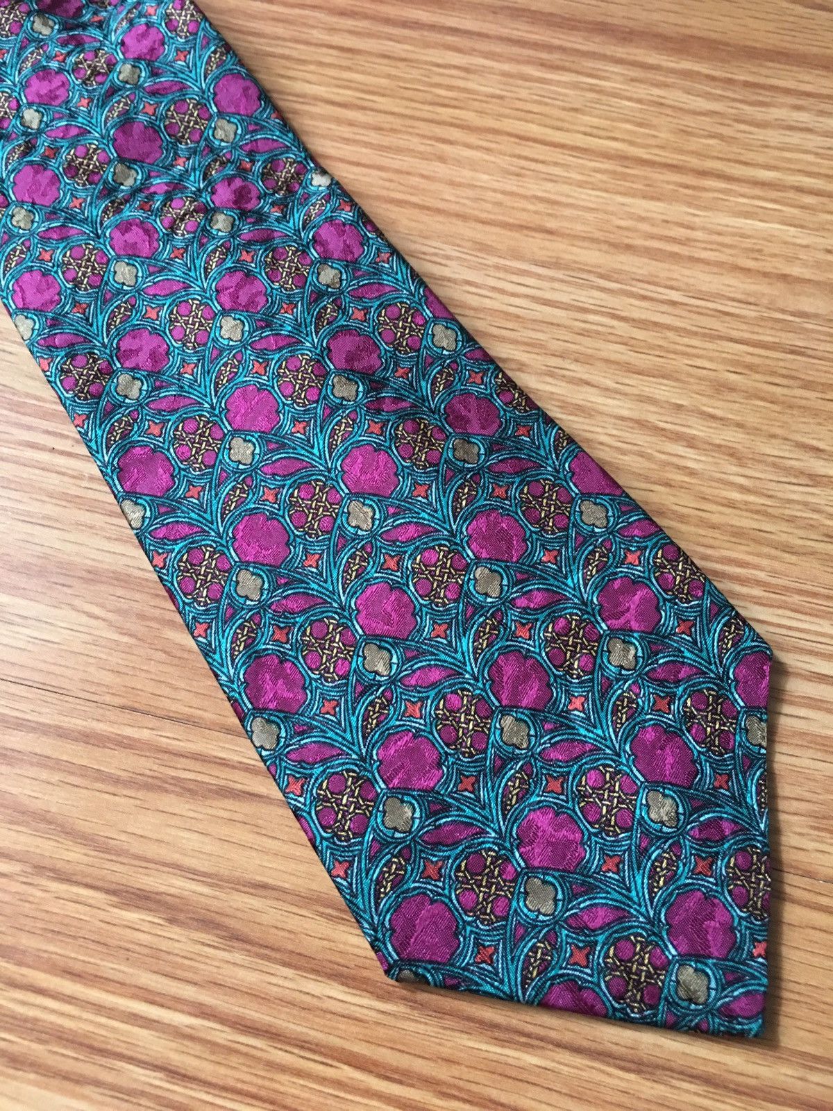 Christian Dior Monsieur × Dior × Vintage Christian Dior Floral Vintage Jacquard Silk Mens Neck Tie Size ONE SIZE - 4 Thumbnail