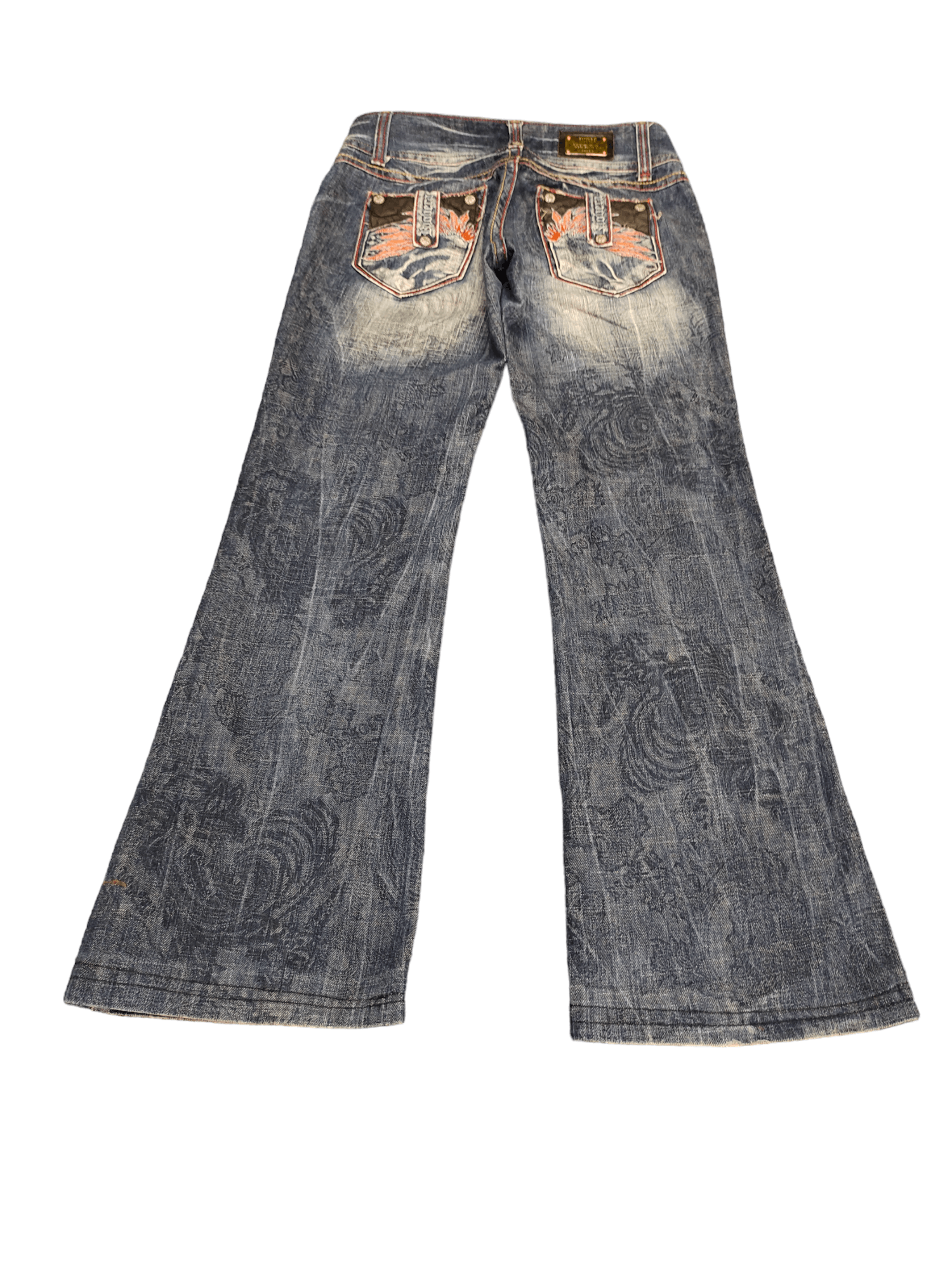If Six Was Nine Flare Jeans Riobera Embroide Faded Low Rise Boot Cut Y2k Goa Size US 28 / EU 44 - 2 Thumbnail