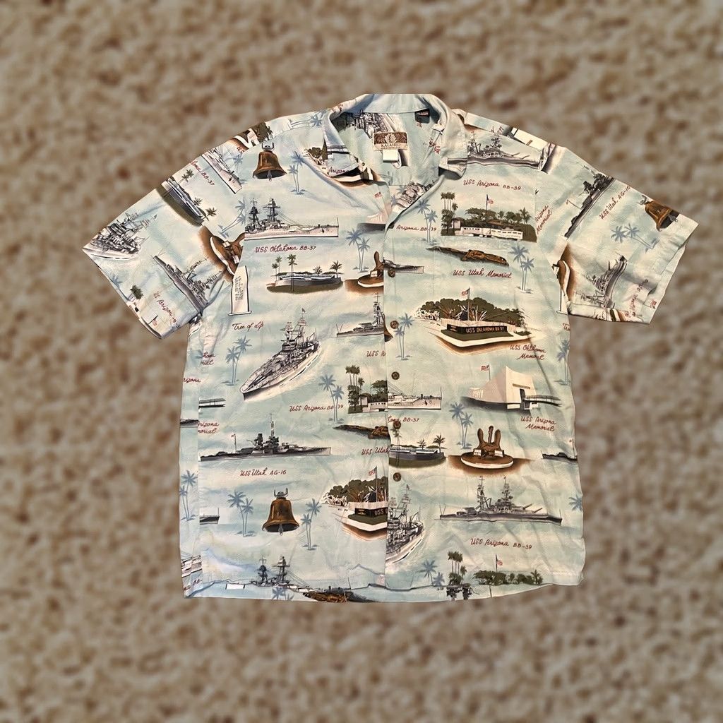 Vintage VINTAGE Kalaheo Shirt Mens XL Hawaiian Pearl Harbor Navy Battleships Military Men Size US XL / EU 56 / 4 - 1 Thumbnail