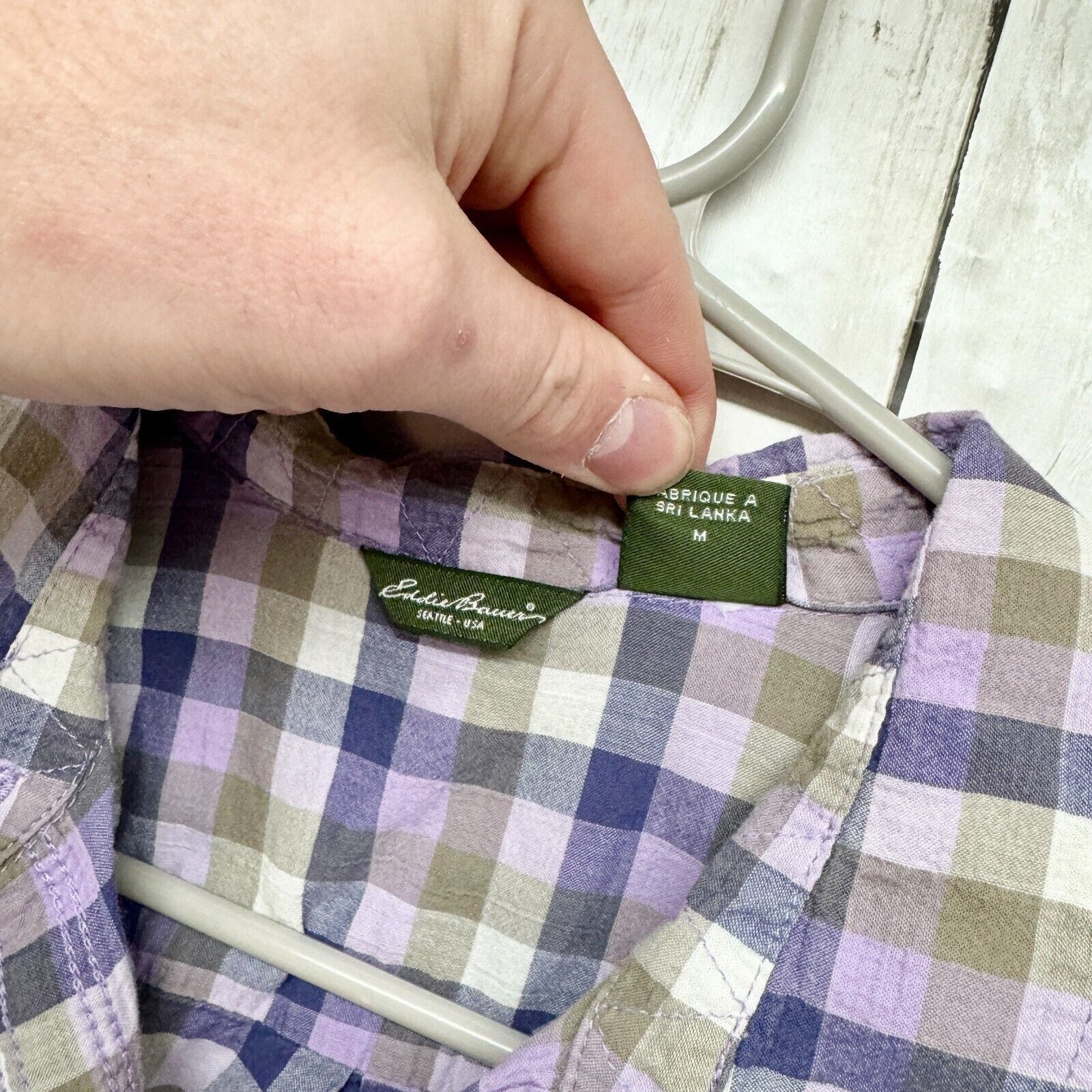 Eddie Bauer Eddie Bauer Shirt Medium Purple Plaid Flannel Long Sleeve Size M / US 6-8 / IT 42-44 - 3 Thumbnail