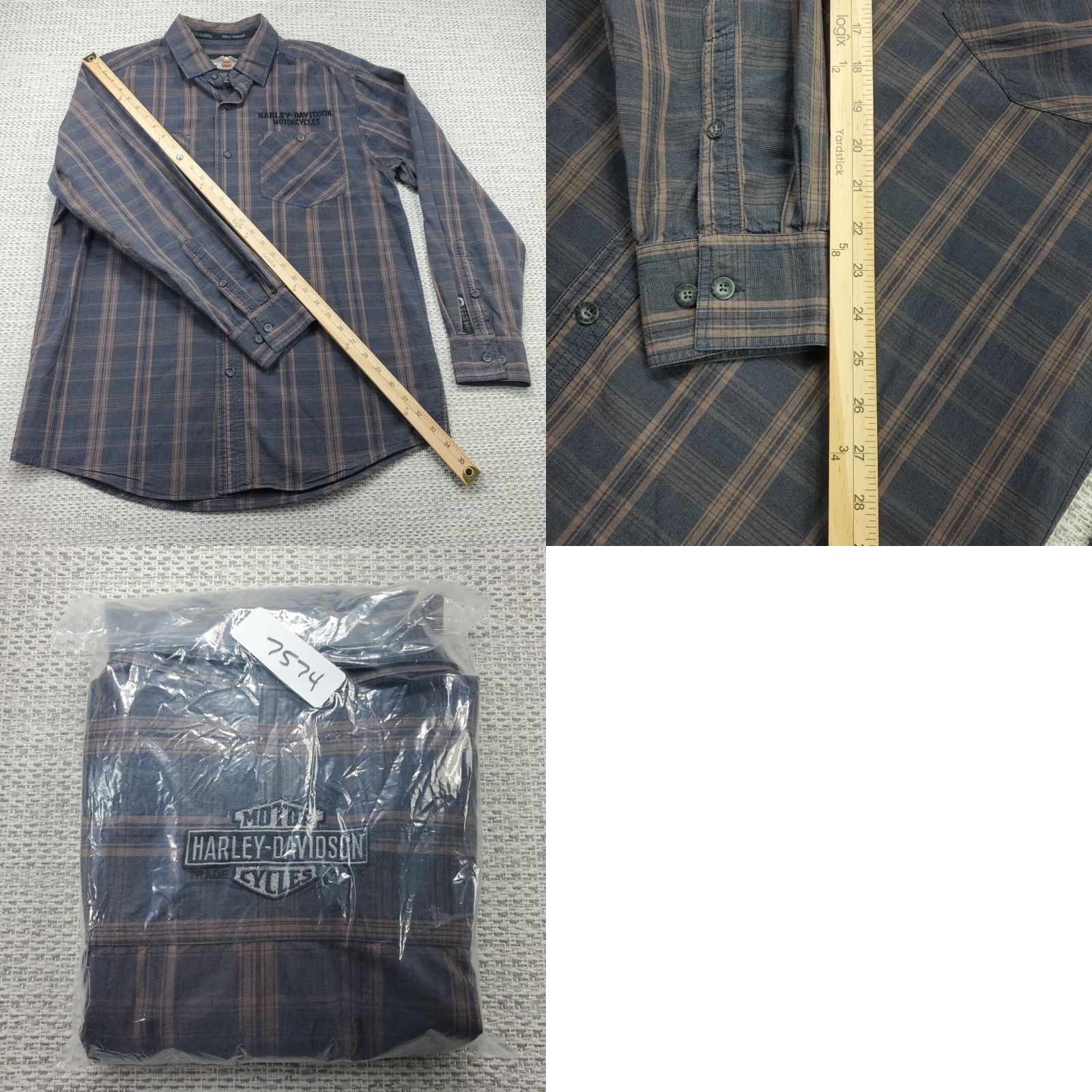 Harley Davidson Harley-Davidson Shirt Mens M Plaid Long Sleeve Button-Up Embroidered Bike Casual Size US M / EU 48-50 / 2 - 9 Thumbnail