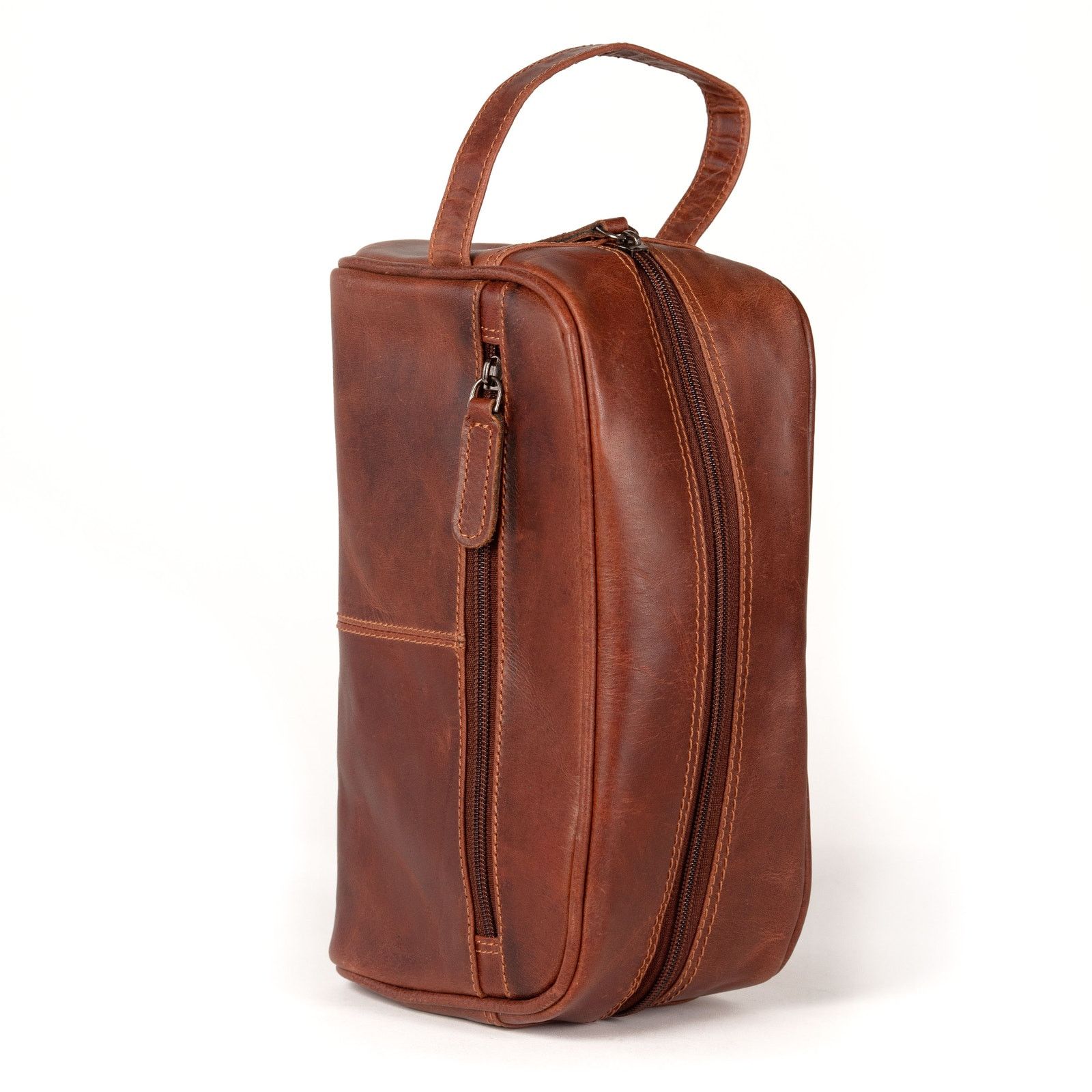 Handmade New Genuine Leather Toiletry Bag Dark Rustic Reddish Brown Size ONE SIZE - 8 Thumbnail