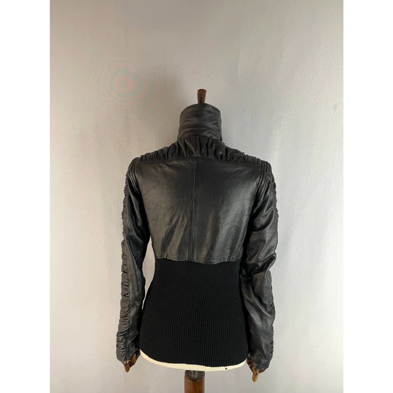 Dolce & Gabbana Dolce&Gabbana Jacket Womens Size S Black Leather Long Sleeve Full Zip Biker Solid Front Zip Pockets Size S / US 4 / IT 40 - 2 Thumbnail