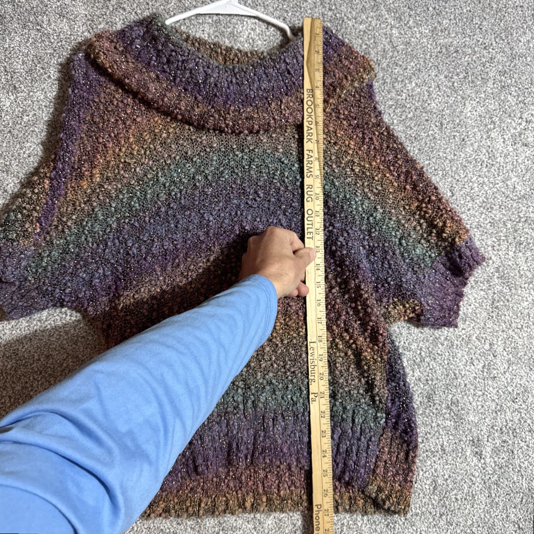 Vintage Cato Sweater Womens Large Metallic Knit Cowl Neck Boho Lagenlook Witchy 90s Look Size L / US 10 / IT 46 - 2 Thumbnail