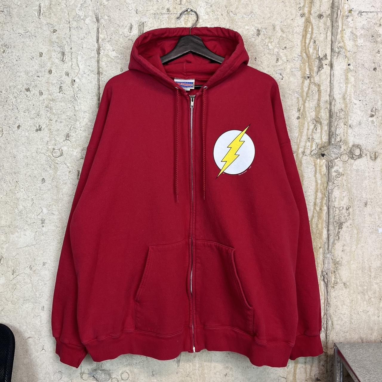 DC Comics 90s Hanes heavyweight Red The Flash zip up hoodie Size US XL / EU 56 / 4 - 1 Thumbnail