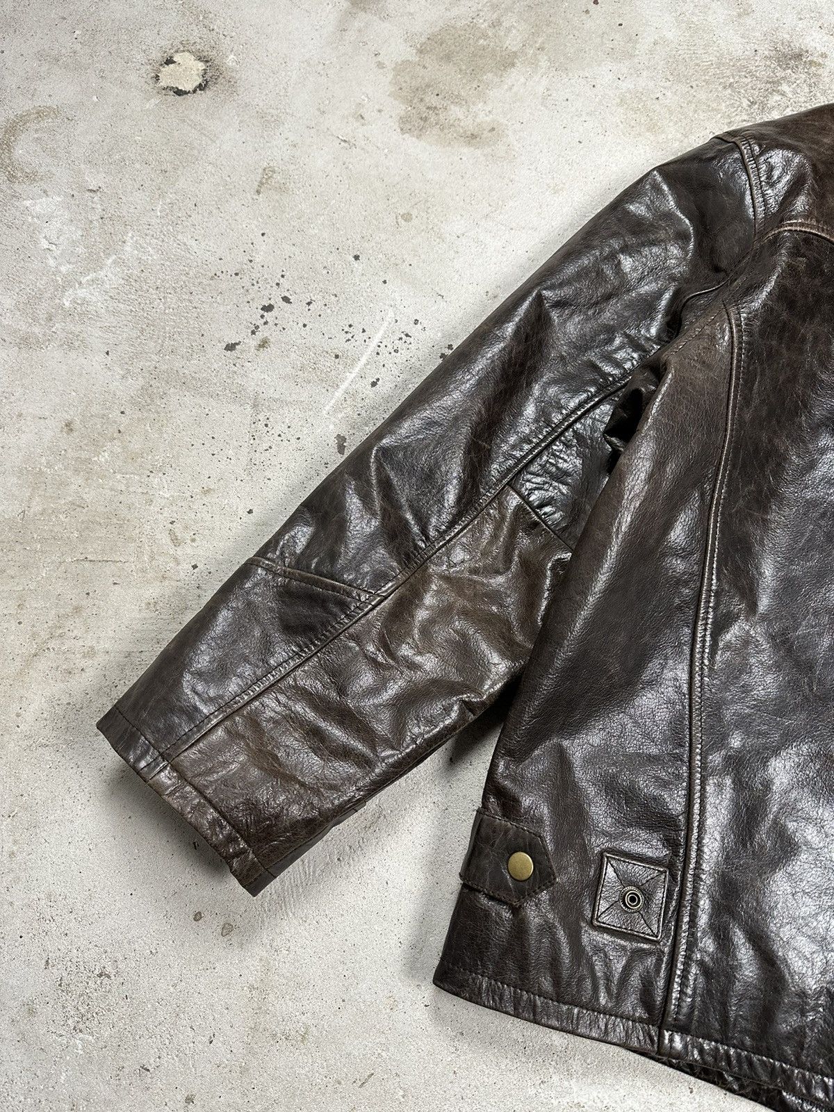 Genuine Leather × Vintage ‼️ Vintage 90s Brown Washed Leather Jacket Size US L / EU 52-54 / 3 - 14 Thumbnail