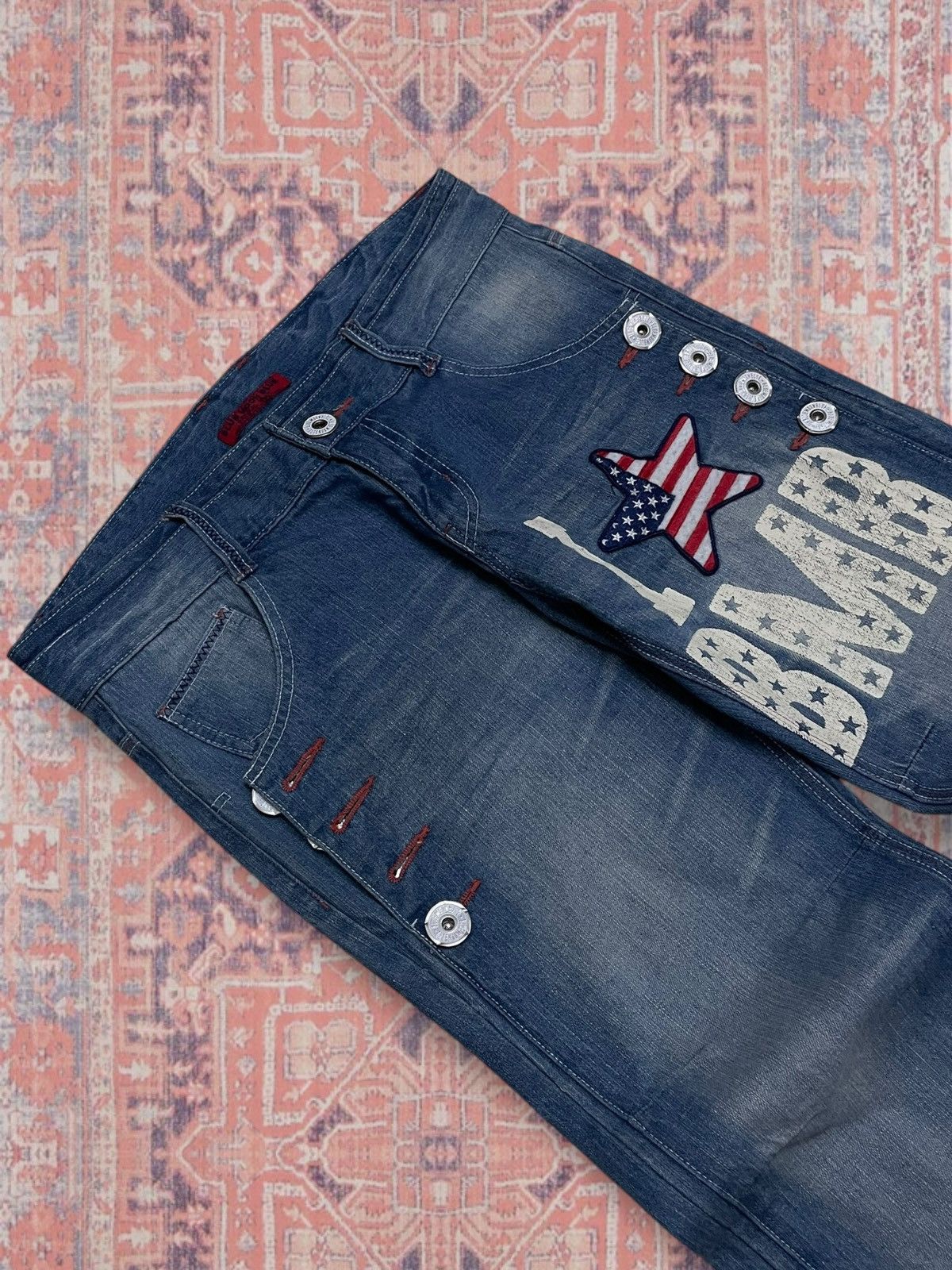 Japanese Brand Vintate Og 1990s Japan Designer Bluemoon Star Streetwear Size US 32 / EU 48 - 7 Thumbnail