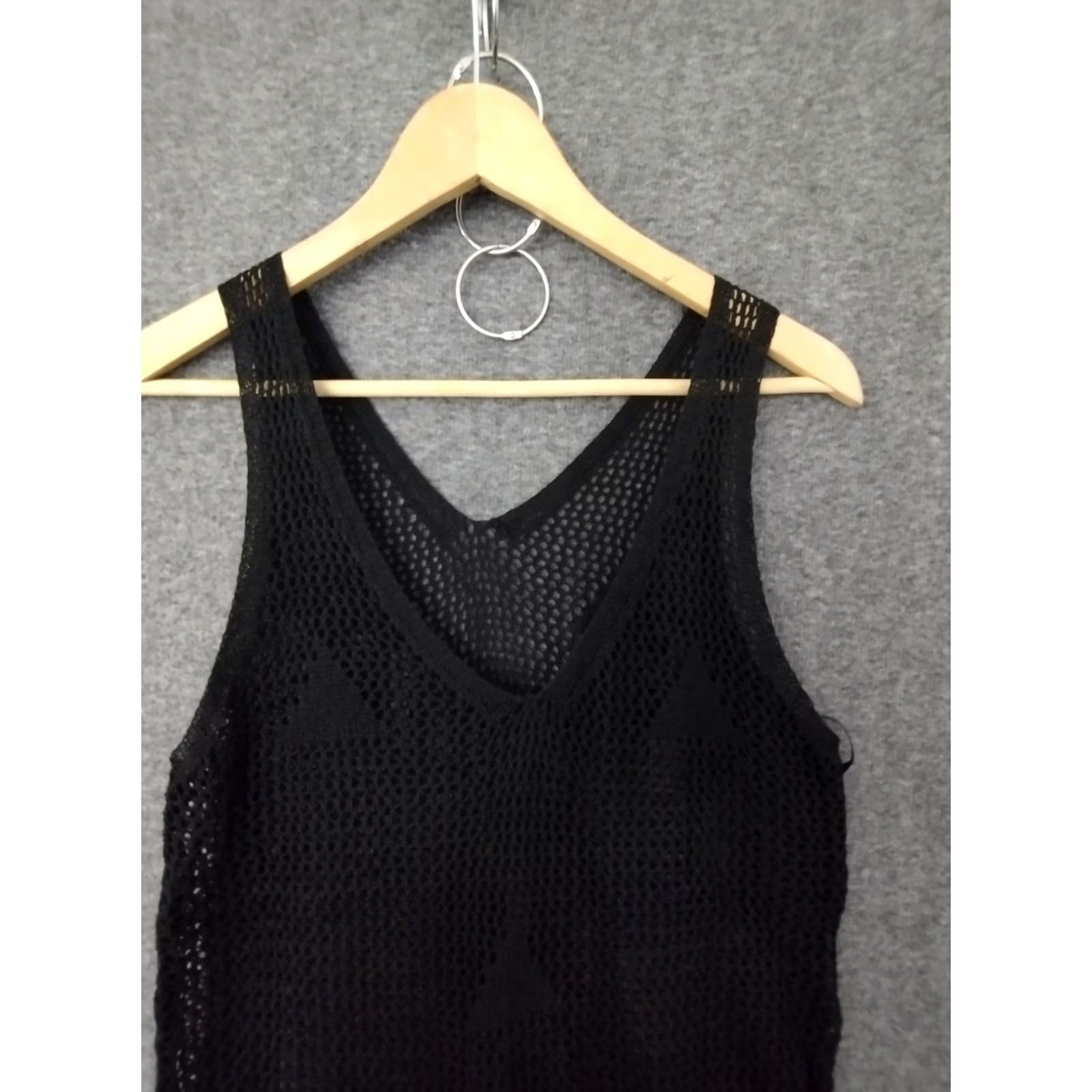 Vintage Codigo Women's Crochet Dress Long Knit Black S Sleeveless V-Neck Casual Bodycon Slim Size S / US 4 / IT 40 - 3 Thumbnail