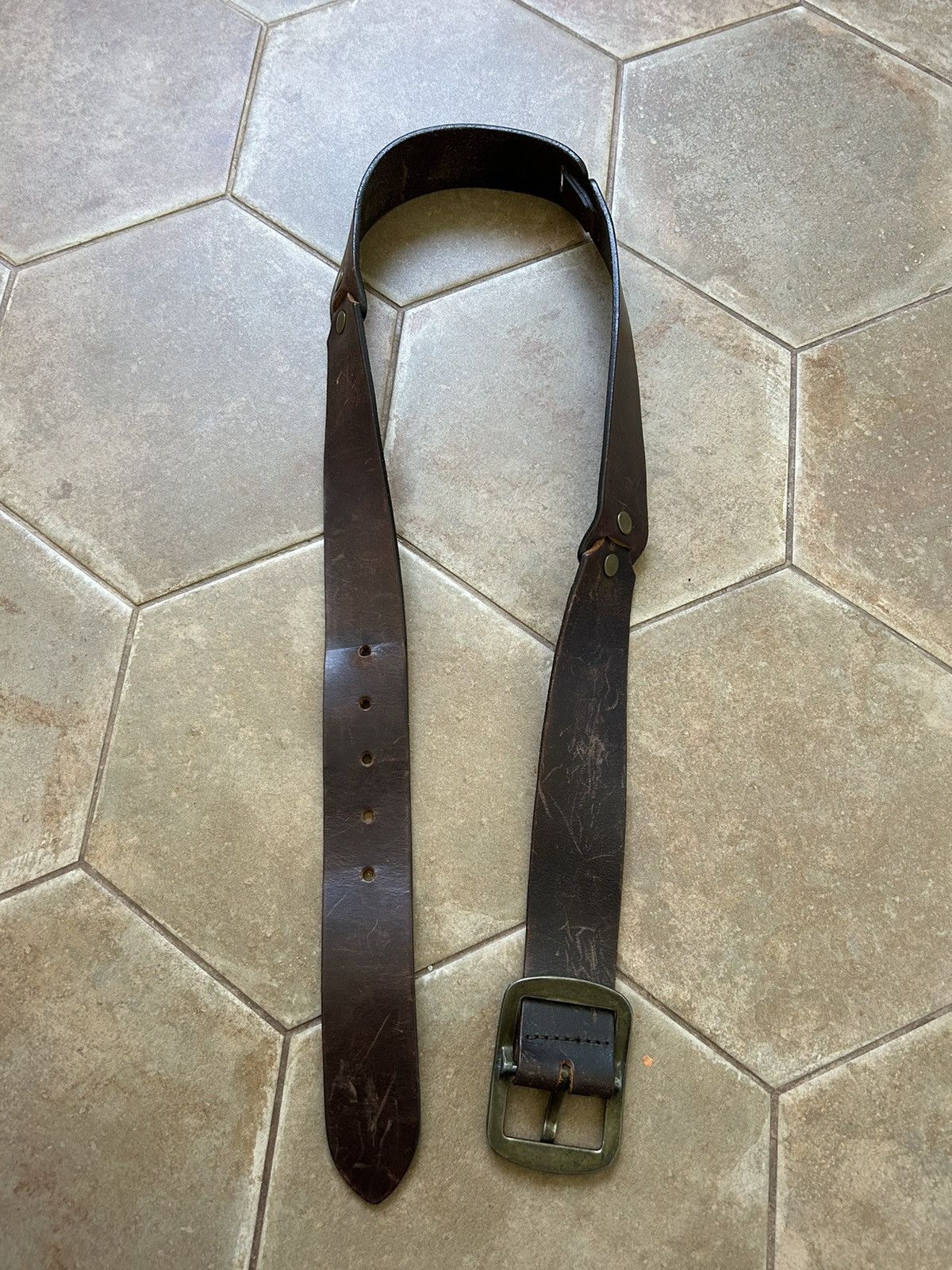 Japanese Brand VINTAGE LEATHER BELT AVANT-GARDE Size ONE SIZE - 3 Thumbnail