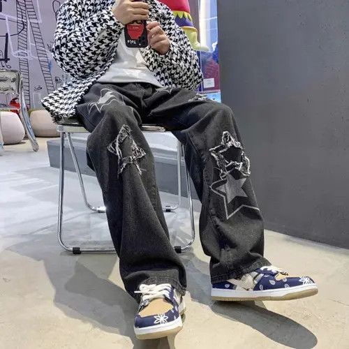 Japanese Brand Manami x Rena Black Color STAR Graphic Denim Jeans Size US 30 / EU 46 - 2 Thumbnail