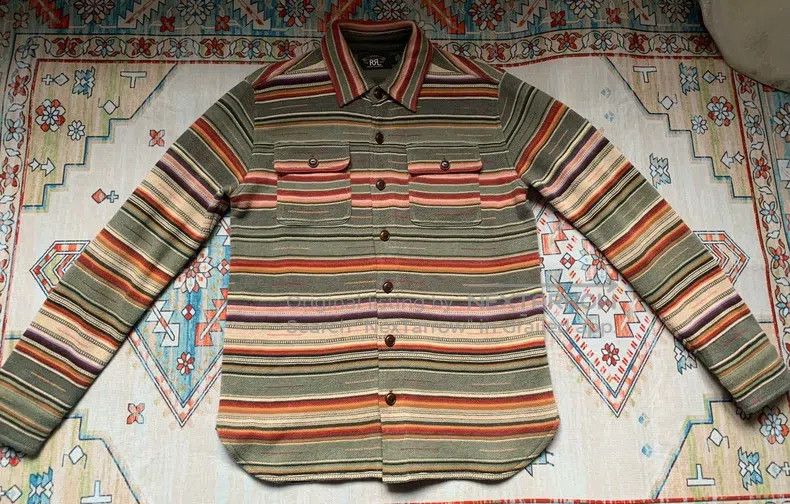 RRL Ralph Lauren RRL Ralph Lauren Navajo Southwest Rainbow Striped Long-Sle Size US S / EU 44-46 / 1 - 1 Thumbnail
