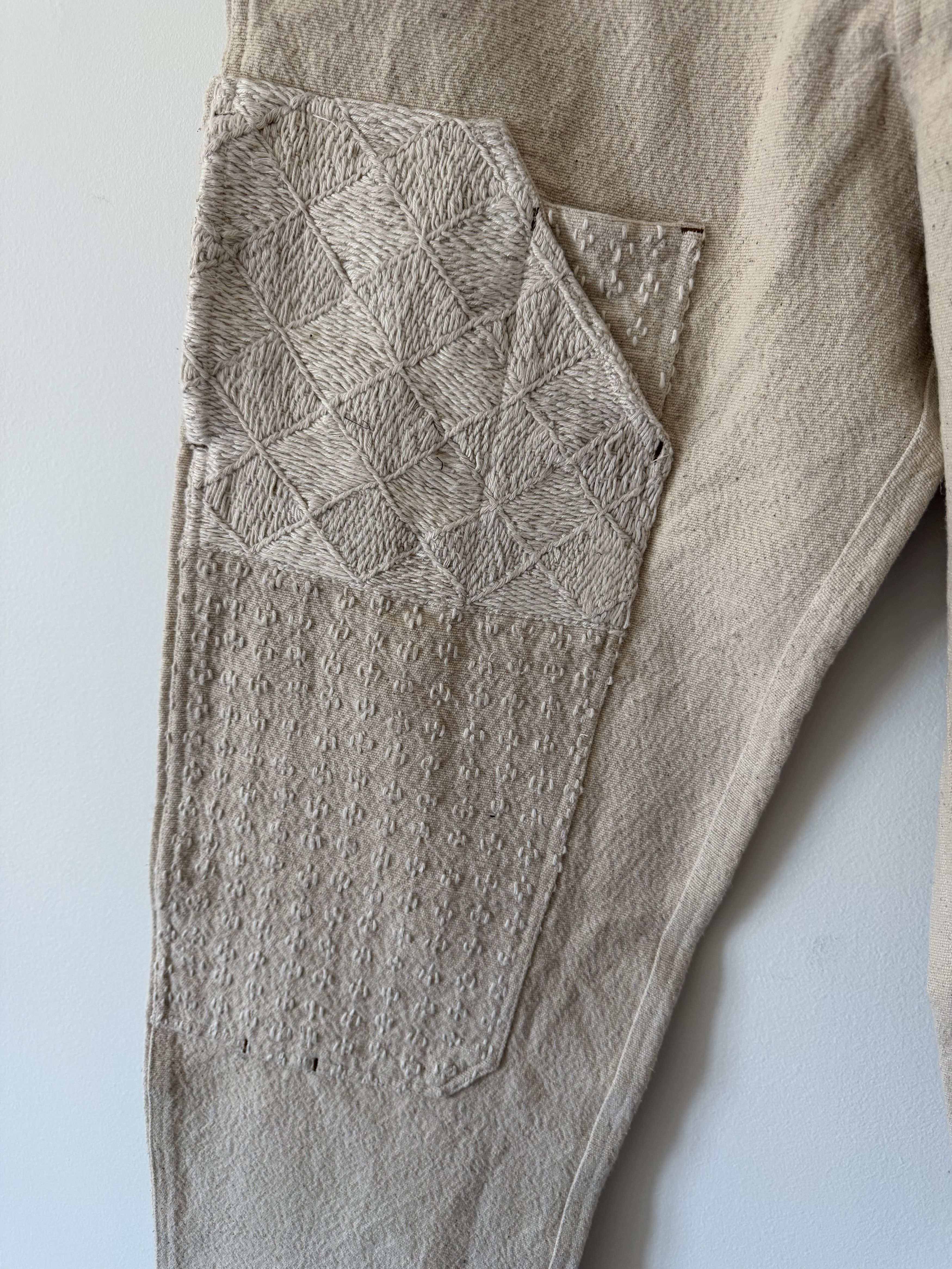 18 East 18 East Eli Hand Embroidered Double Knee Pants in Ecru White Size US 34 / EU 50 - 4 Thumbnail