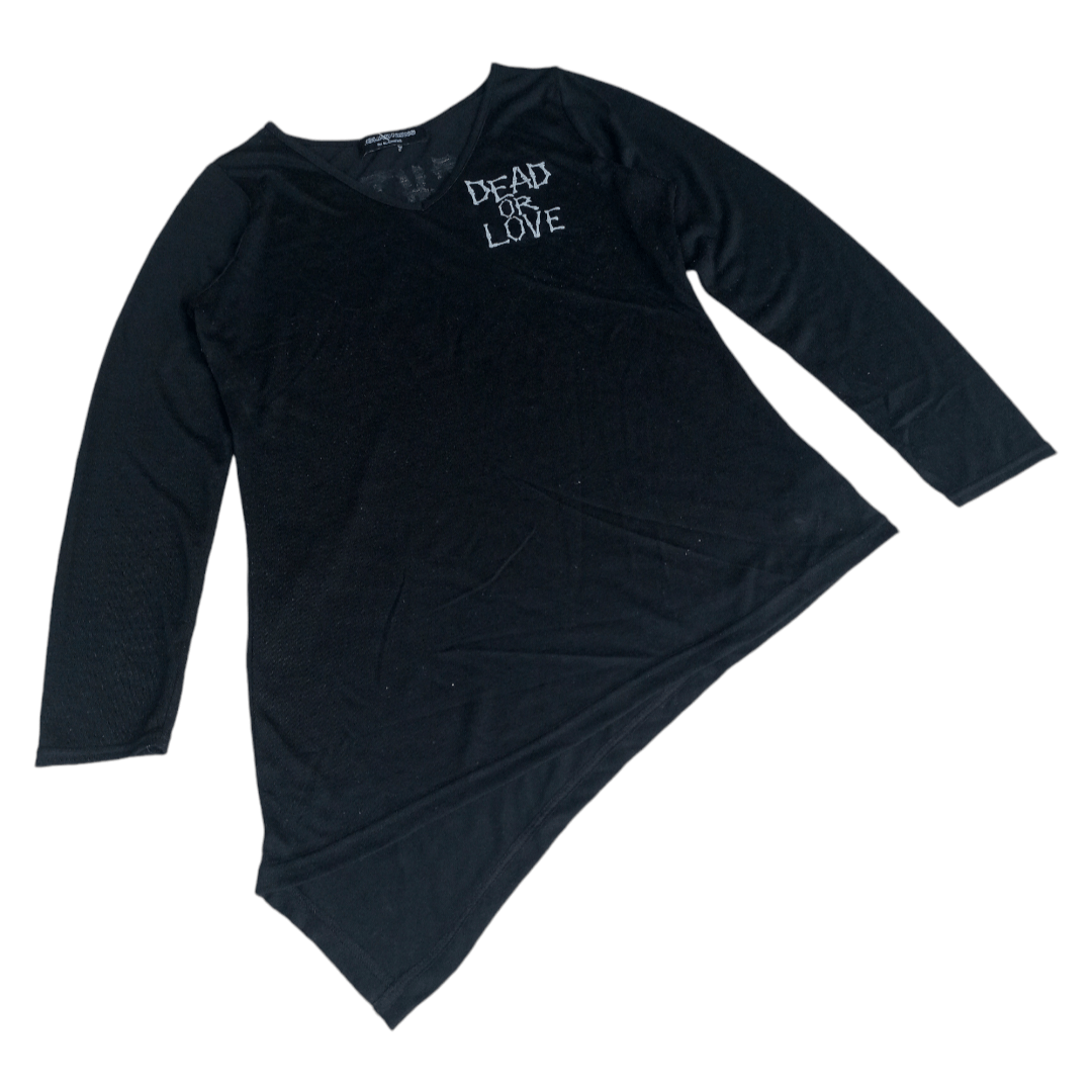 Japanese Brand Glad News - "DeadOrLove" Asymmetrical Long Sleeve Tshirt Size US L / EU 52-54 / 3 - 3 Thumbnail