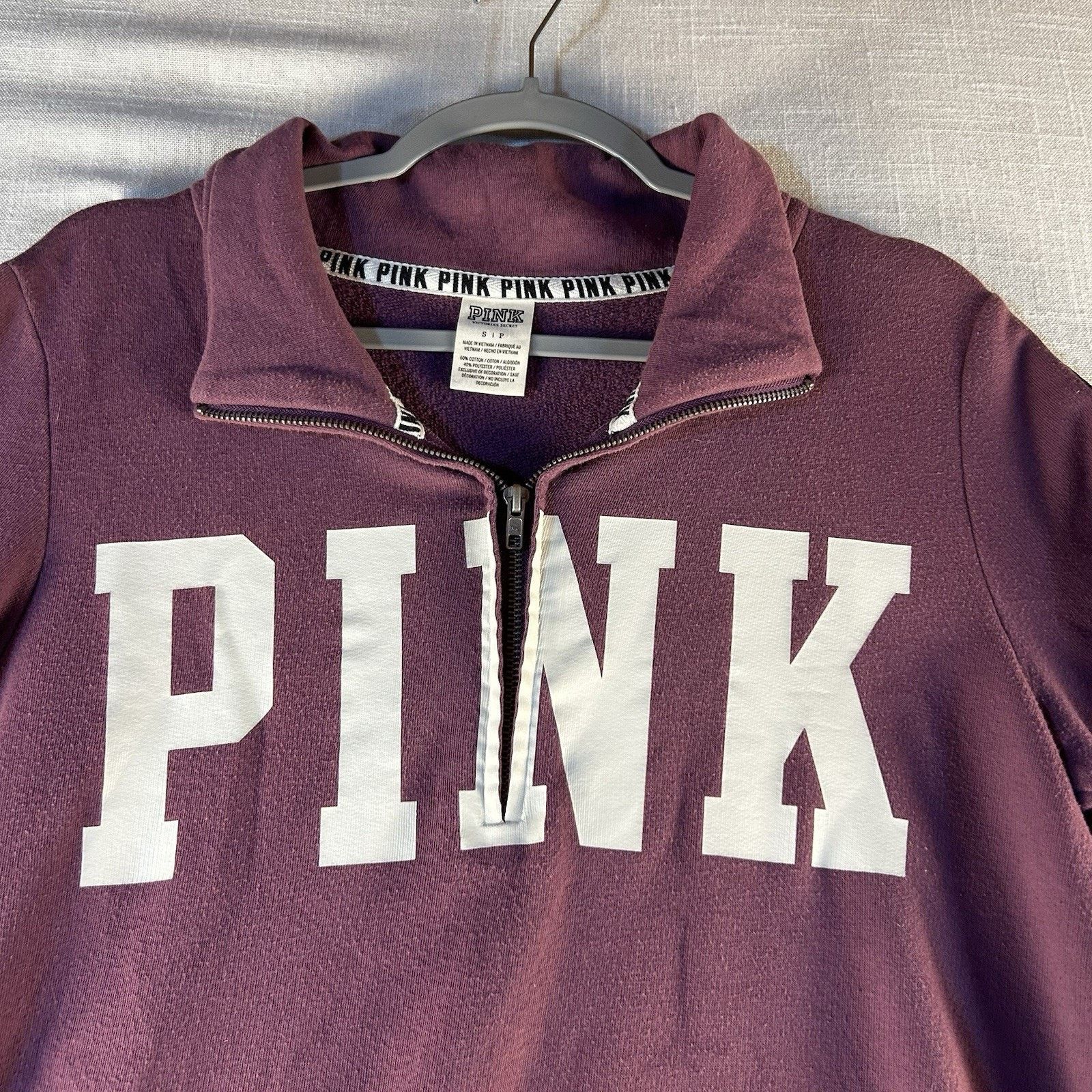 Pink VICTORIA'S SECRET PINK PLUM 1/4 ZIP PULLOVER SWEATSHIRT SZ S Size S / US 4 / IT 40 - 2 Thumbnail