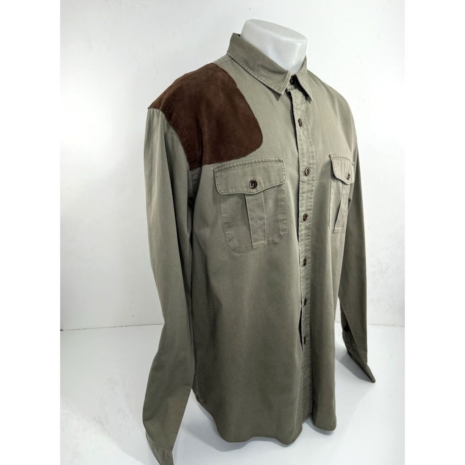 Polo Ralph Lauren POLO RALPH LAUREN - PADDED Shoulder Shirt 2XL Olive Men Button-Up Long Sleeve Safari Hunting Shooting Shirt Size US XXL / EU 58 / 5 - 3 Thumbnail