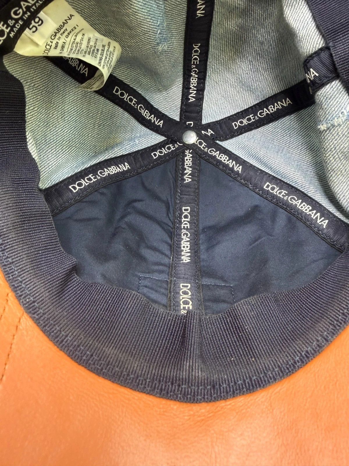 Dolce & Gabbana Silver Logo Plate Denim Distressed Hat Size ONE SIZE - 8 Thumbnail